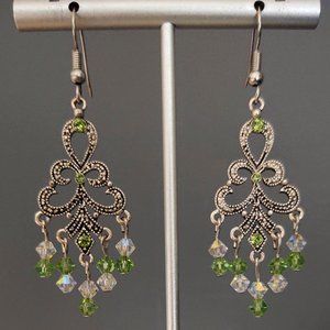 Silver and crystal chandelier earrings